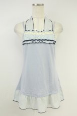 画像1: axes femme / シフォンフリルキャミソール  サックスX白Ｘ紺 T-26-08-23-003-AX-TO-SA-ZT (1)
