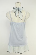 画像2: axes femme / シフォンフリルキャミソール  サックスX白Ｘ紺 T-26-08-23-003-AX-TO-SA-ZT (2)
