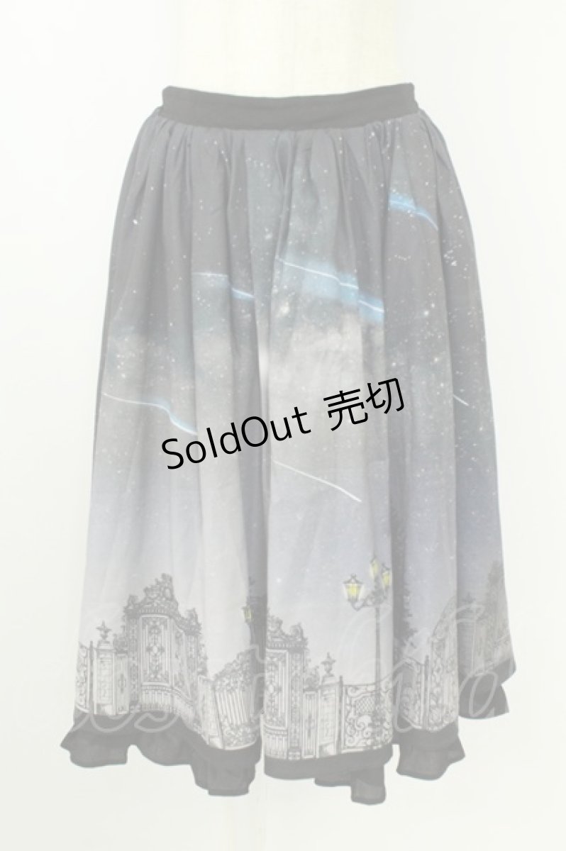 画像1: axes femme POETIQUE / シエルエトワール裾フリルスカート  M  黒Ｘ青 T-26-08-23-030-AX-SK-SA-ZH (1)