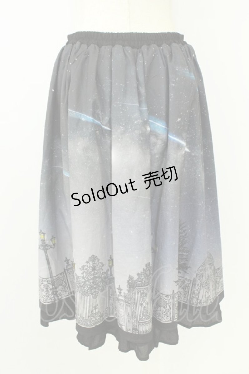 画像2: axes femme POETIQUE / シエルエトワール裾フリルスカート  M  黒Ｘ青 T-26-08-23-030-AX-SK-SA-ZH (2)