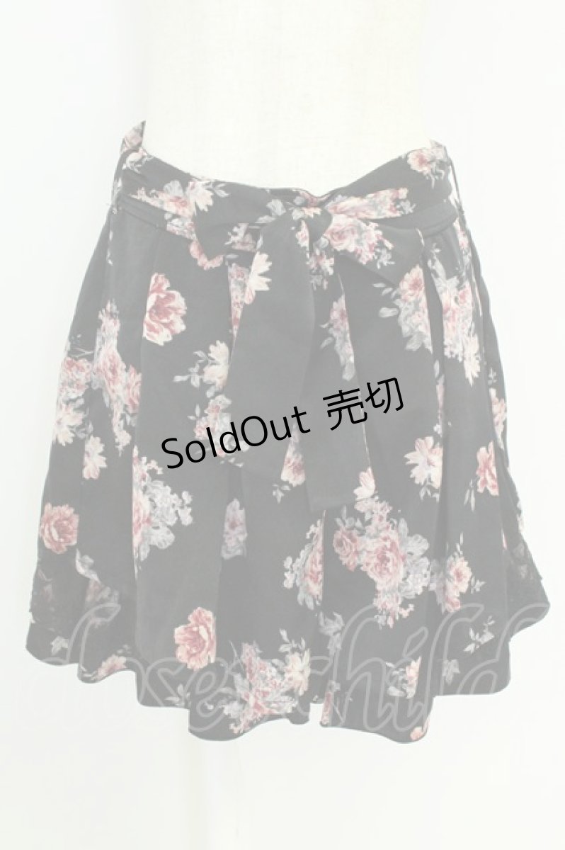 画像1: axes femme POETIQUE / ローズプリントキュロット  黒Ｘ赤Ｘ緑 T-26-08-23-047-AX-SK-SA-ZT778 (1)