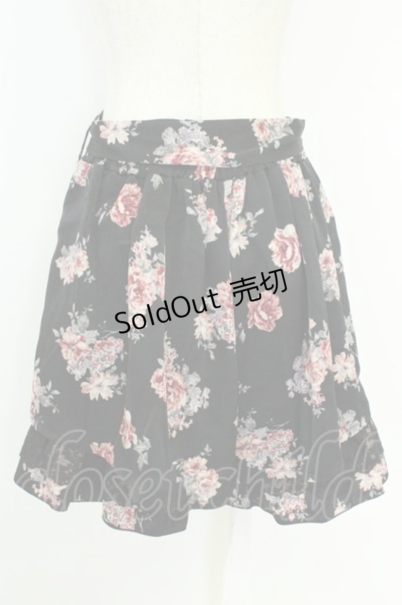 画像2: axes femme POETIQUE / ローズプリントキュロット  黒Ｘ赤Ｘ緑 T-26-08-23-047-AX-SK-SA-ZT778 (2)
