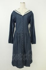 画像1: PINK HOUSE / セーラーカラーデニムワンピース  青デニムＸ白 T-26-08-23-010-LO-OP-SA-ZT (1)