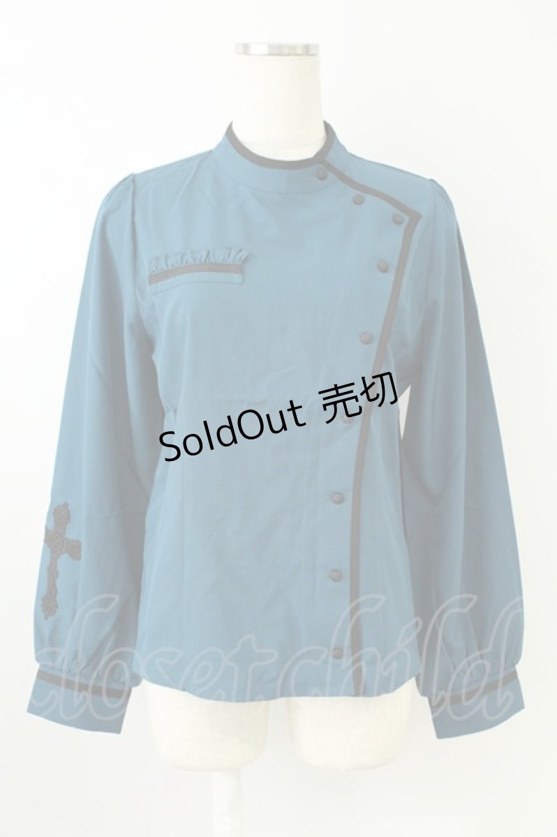 画像1: axes femme POETIQUE / メディカルデザインブラウス M グリーン T-26-08-23-013-AX-BL-SA-ZH (1)
