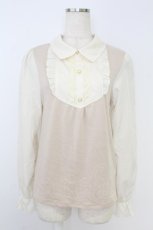 画像1: axes femme / シフォンスリーブフリルレースプルオーバー M ピンク×キナリ T-26-08-29-005-AX-TO-OW-ZT (1)