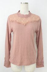 画像1: axes femme / 袖モチーフレースプルオーバー  ピンク T-26-08-29-011-AX-TO-HR-ZT (1)