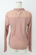 画像2: axes femme / 袖モチーフレースプルオーバー  ピンク T-26-08-29-011-AX-TO-HR-ZT (2)