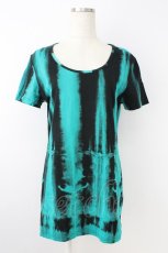 画像1: SEANA / ブリーチワイドUネックTシャツ M ブルー×ブラック T-26-08-29-016-LO-TS-IG-ZT (1)