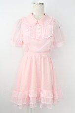 画像1: Honey Cinnamon / ドットシフォンワンピース  ピンク T-26-08-29-019-LO-OP-HR-ZT (1)