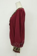 画像3: axes femme / ファー襟ぐりはしごリボンカットソー  ボルドーＸブラウン T-26-08-31-025-AX-TO-SA-ZT (3)
