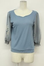 画像1: axes femme / フラワーブーケ刺繍プルオーバー  青 T-26-08-31-026-AX-TO-SA-ZT (1)