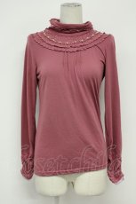 画像1: axes femme / パールレースギャザーネックカットソー  ピンク T-26-08-31-029-AX-TO-SA-ZT (1)