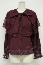 画像1: axes femme / ケープ×リボンタイブラウス  ワイン T-26-08-31-030-AX-BL-SA-ZT (1)