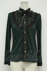画像1: axes femme / レースラウンドカットソー  緑Ｘ白 T-26-08-31-032-AX-TO-SA-ZT (1)