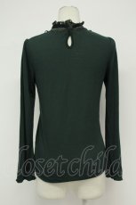 画像2: axes femme / レースラウンドカットソー  緑Ｘ白 T-26-08-31-032-AX-TO-SA-ZT (2)