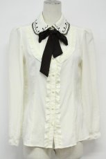 画像1: axes femme / トランプ刺繍ブラウス  アイボリーＸブラウン T-26-08-31-003-AX-BL-SA-ZT (1)