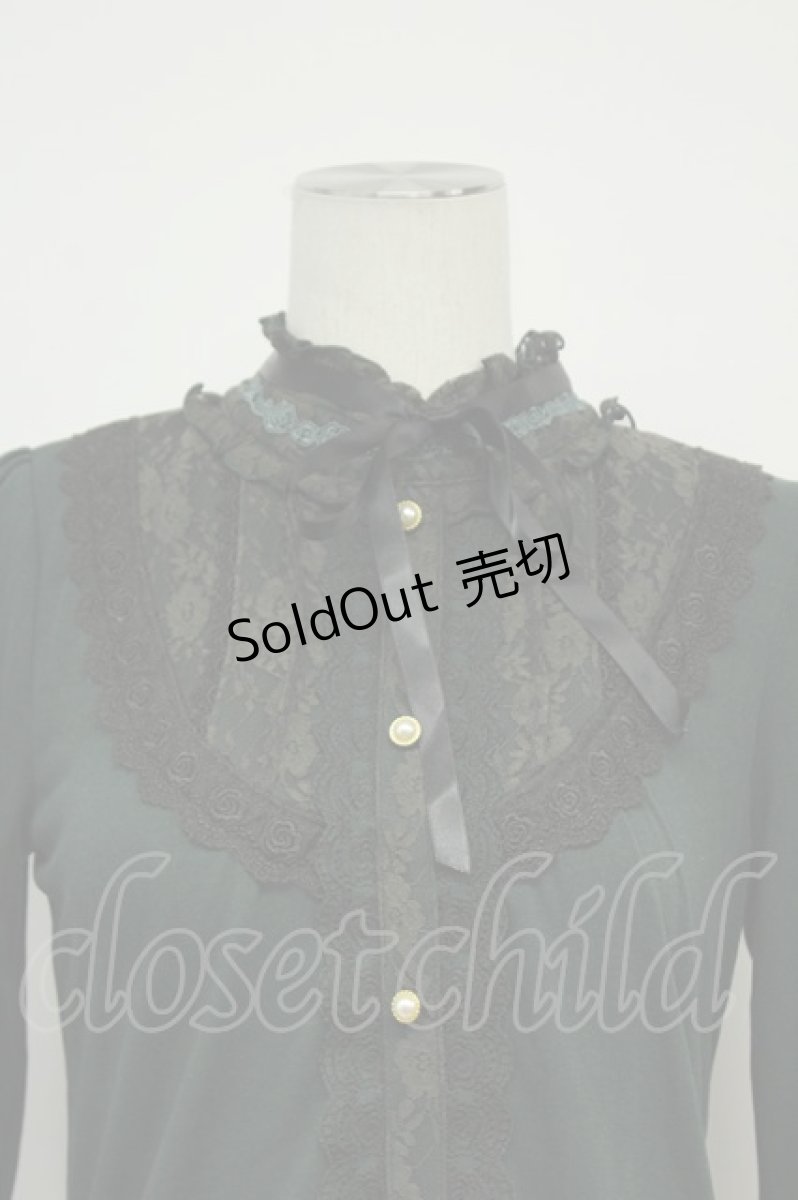 画像4: axes femme / レースラウンドカットソー  緑Ｘ白 T-26-08-31-032-AX-TO-SA-ZT (4)
