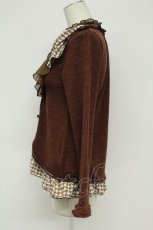 画像3: axes femme / 千鳥格子フリルレイヤード風トップス  ブラウン T-26-08-31-034-AX-TO-SA-ZT (3)
