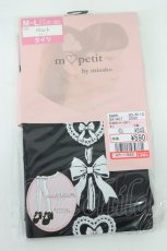 画像1: m petit by misako / ECAMタイツハートリボン M-L 中黒 T-26-08-31-048-LO-AC-SA-ZT (1)
