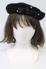 画像1: m petit by misako / AMミニリボンバスクベレー  黒 T-26-08-31-056-LO-AC-SA-ZT (1)