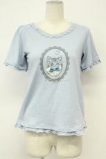 画像1: axes femme / CATカメオプリント半袖カットソー  サックスＸグレー T-26-08-31-013-AX-TO-SA-ZT (1)