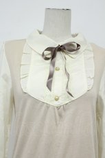 画像4: axes femme / シフォンスリーブフリルレースプルオーバー  ピンクＸアイボリー T-26-08-31-015-AX-TO-SA-ZT (4)