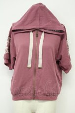 画像1: axes femme / 袖花刺繍半袖ショートパーカー  濃ピンク T-26-08-31-018-AX-TO-SA-ZT (1)