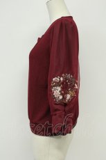 画像3: axes femme / コスモス刺繍ボリューム袖プルオーバー  ボルドー T-26-08-31-019-AX-TO-SA-ZT (3)