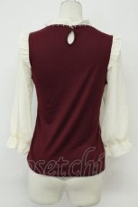 画像2: axes femme / ストライプシフォン袖トップス  ボルドーＸアイボリー T-26-08-31-023-AX-TO-SA-ZT (2)