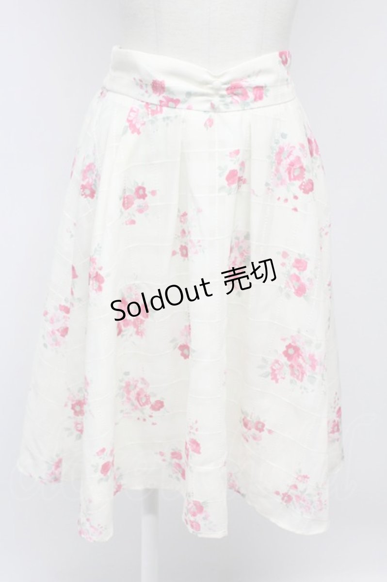 画像1: axes femme / ドビー素材花柄プリントスカート  白Ｘ濃ピンク T-26-09-08-030-AX-SK-SA-ZT338 (1)