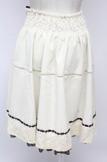 画像2: axes femme / 裾レースハイウエストスカート  アイボリーＸブラウン T-26-09-08-032-AX-TO-SA-ZT (2)