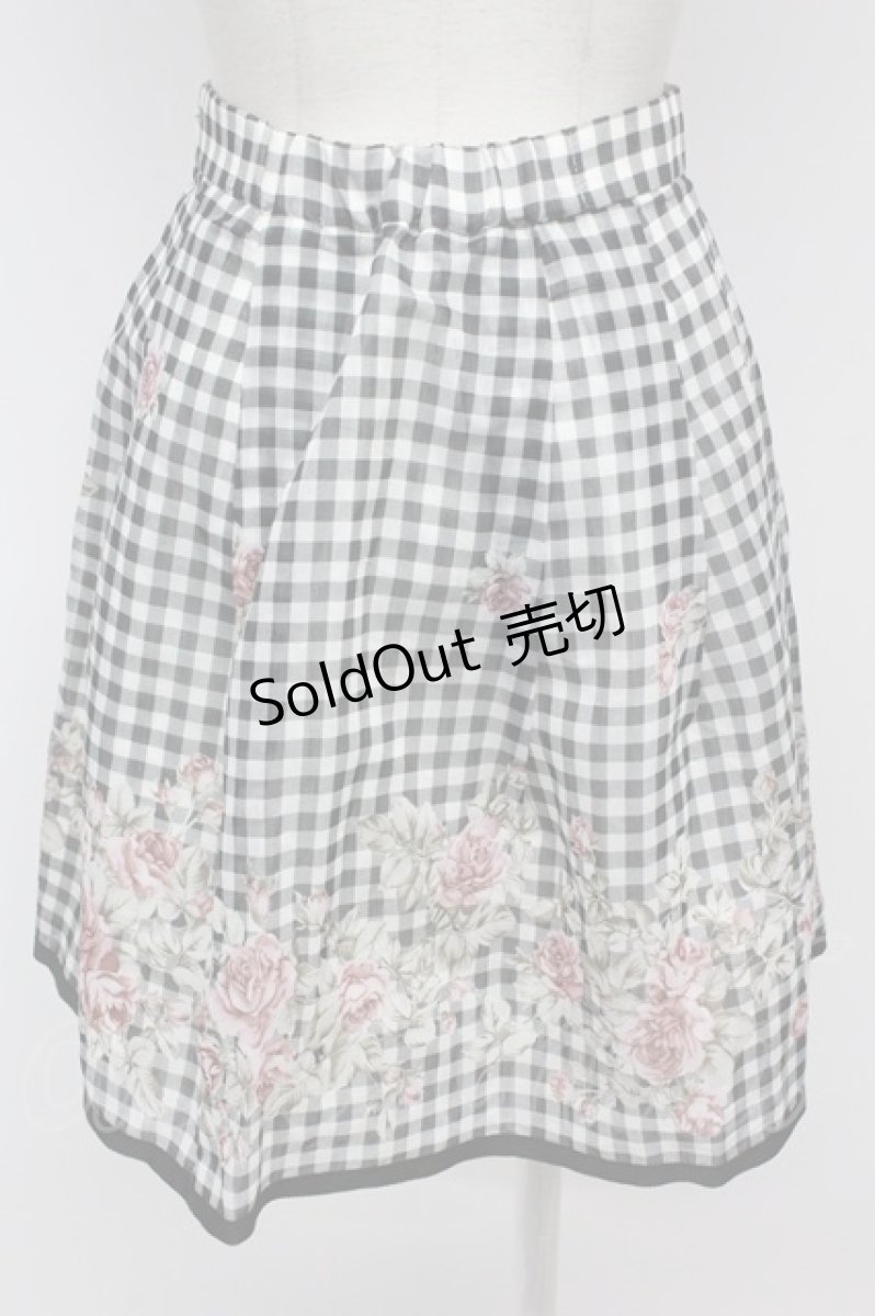 画像2: L`EST ROSE / 薔薇ブーケギンガムチェックスカート  黒Ｘ白チェック T-26-09-08-033-LO-SK-SA-ZT (2)