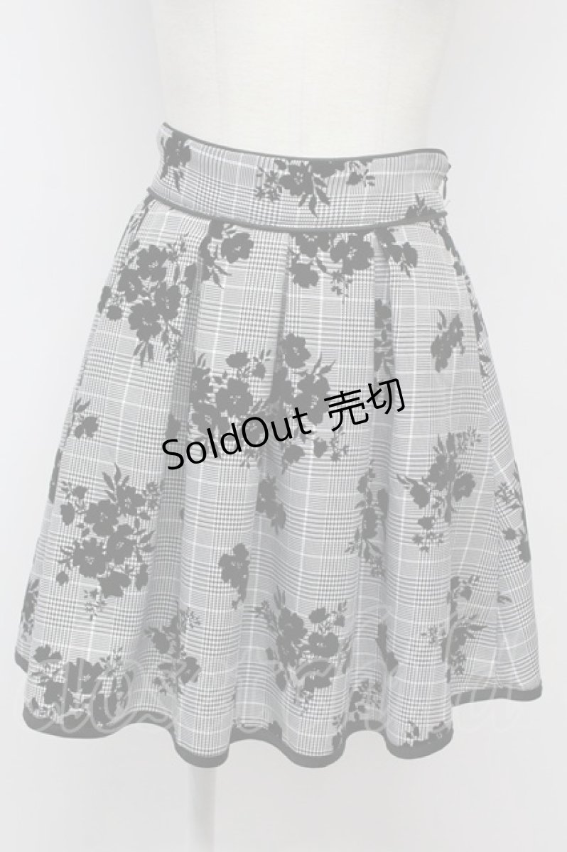 画像1: evelyn / パイピングフロッキースカート  黒Ｘ白 T-26-09-08-034-LO-SK-SA-ZT (1)