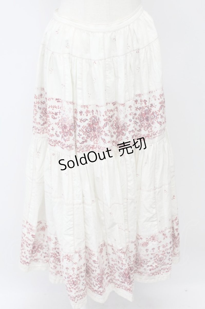 画像1: PINK HOUSE / ペイズリーレースプリントスカート  白Ｘ赤Ｘ紺 T-26-09-08-009-LO-SK-SA-ZT (1)