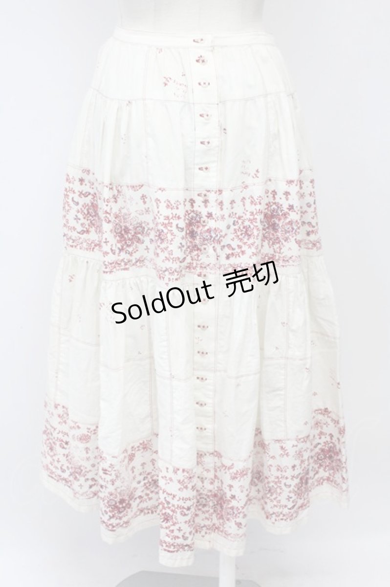 画像2: PINK HOUSE / ペイズリーレースプリントスカート  白Ｘ赤Ｘ紺 T-26-09-08-009-LO-SK-SA-ZT (2)