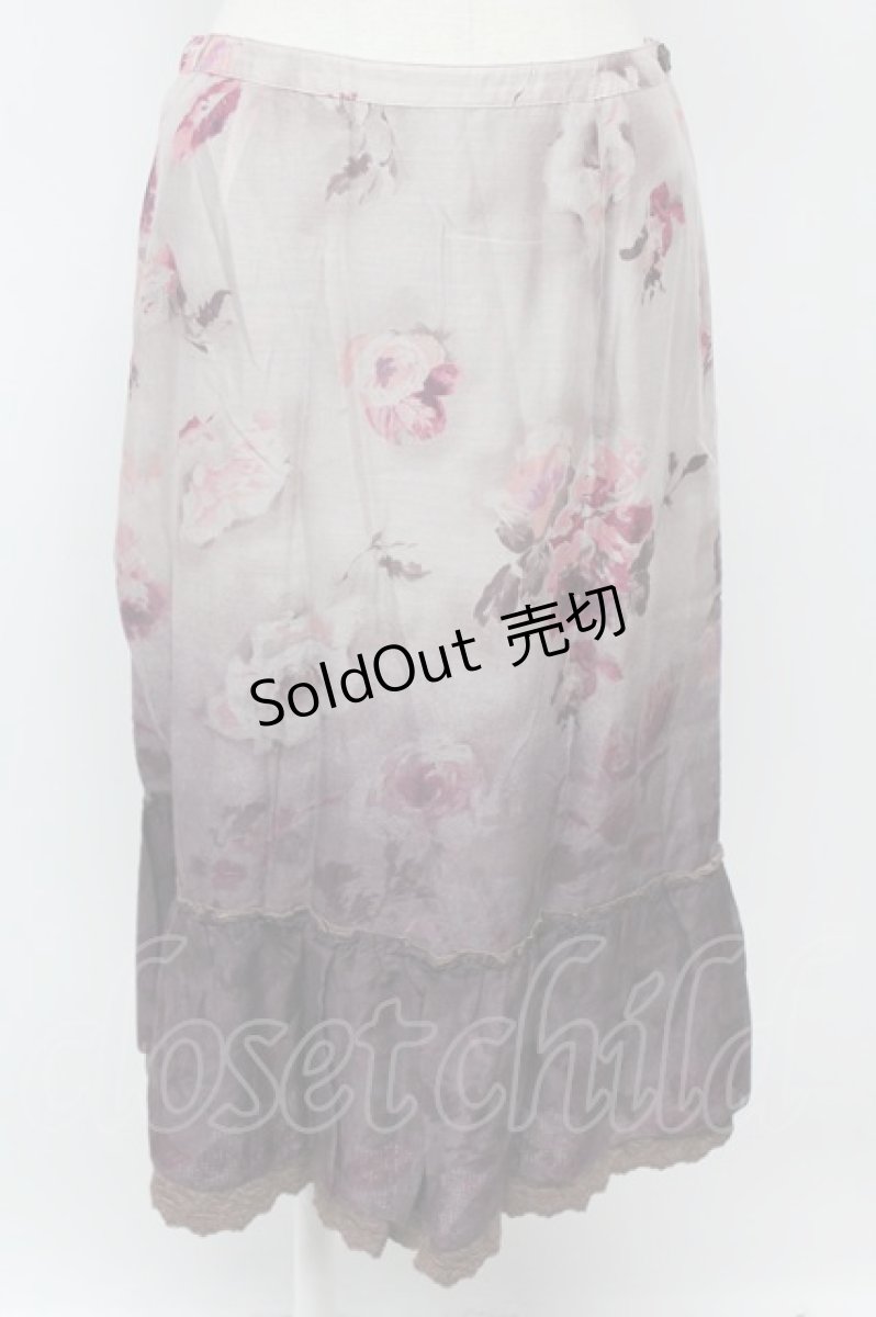 画像1: INGEBORG / 水彩薔薇柄スカート  ピンクＸブラウン T-26-09-08-014-LO-SK-SA-ZT (1)