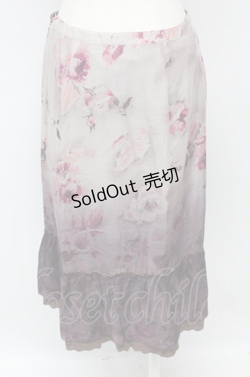 画像2: INGEBORG / 水彩薔薇柄スカート  ピンクＸブラウン T-26-09-08-014-LO-SK-SA-ZT (2)