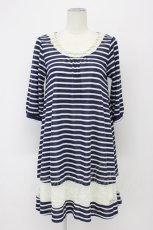 画像1: axes femme / 花×レース柄ワンピース M 紺 T-26-09-12-004-AX-OP-SZ-ZT (1)
