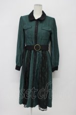 画像1: axes femme / 配色シャツワンピース M グリーン T-26-09-12-009-AX-OP-SZ-ZT (1)