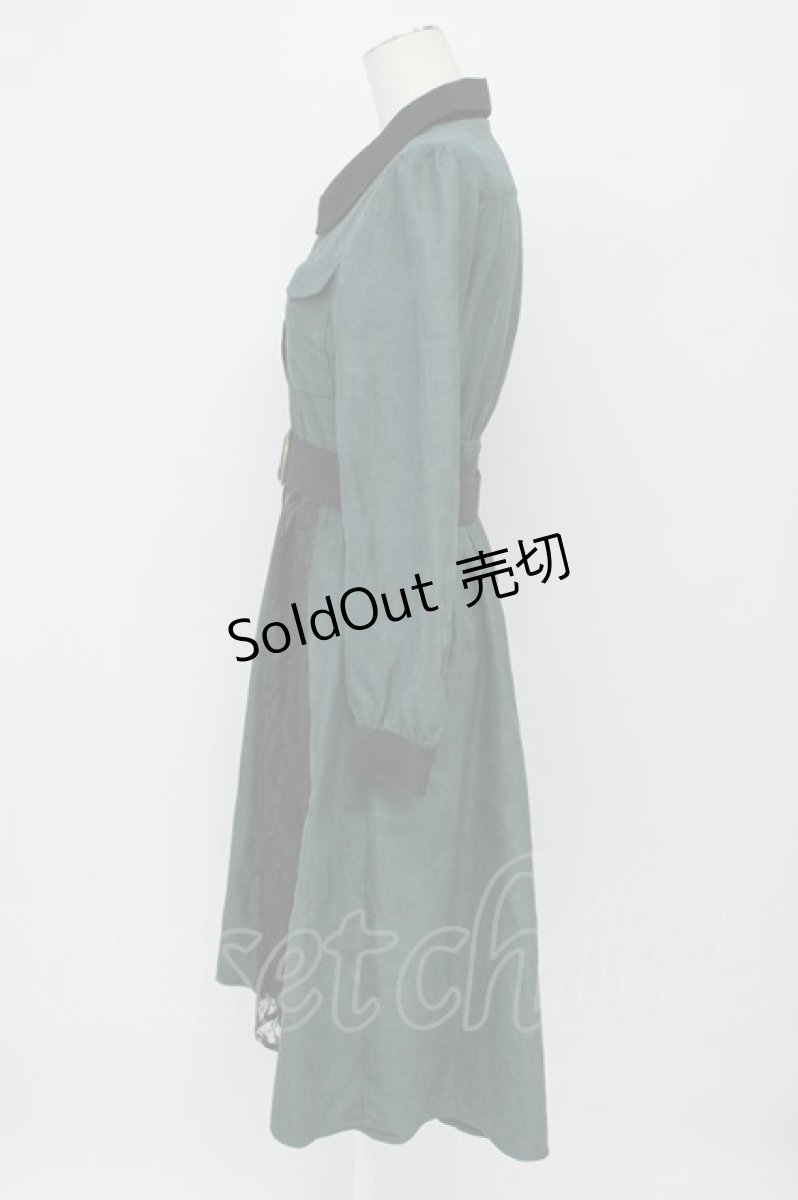 画像3: axes femme / 配色シャツワンピース M グリーン T-26-09-12-009-AX-OP-SZ-ZT (3)