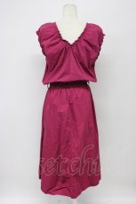 画像2: axes femme / ベルト付きギャザーワンピース M ワイン T-26-09-12-003-AX-OP-SA-ZT (2)