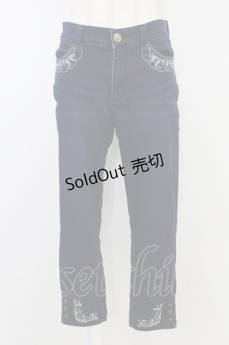 画像1: axes femme / マリン刺繍ポケットパンツ  青Ｘ白 T-26-09-13-025-AX-PA-SA-ZT525 (1)