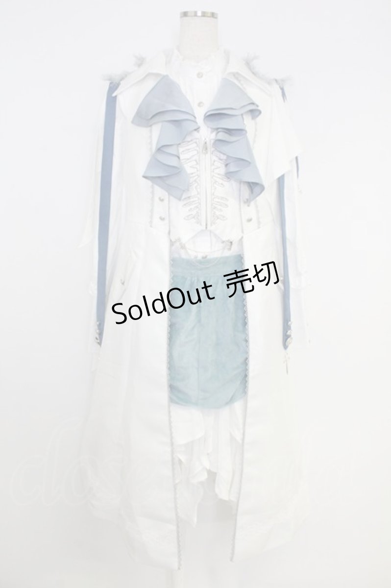 画像1: Koi no Mori / 刺繍フリルジャケット&バッスル風スカートセットアップ XL 白ＸグレーＸ青 T-26-09-13-027-LO-OP-SA-ZT (1)