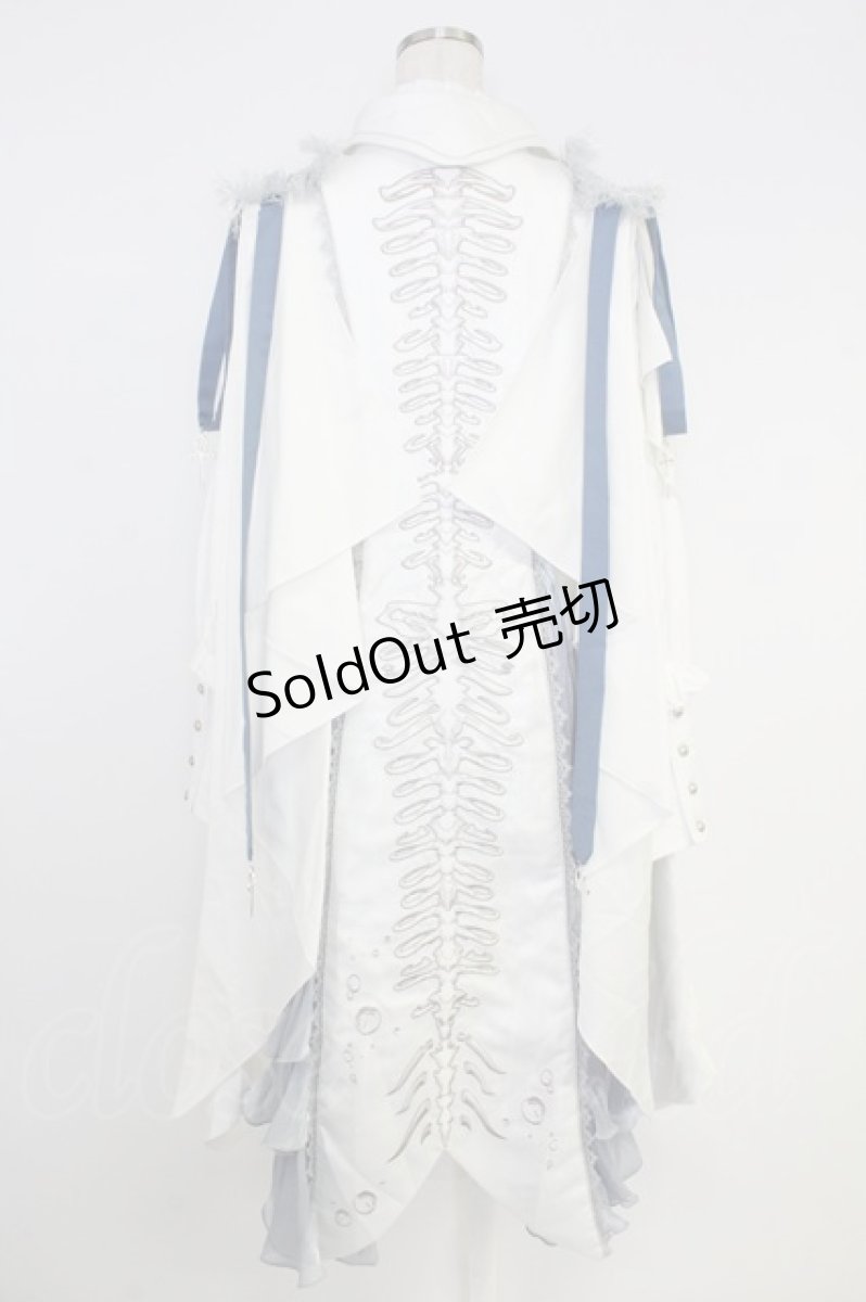 画像2: Koi no Mori / 刺繍フリルジャケット&バッスル風スカートセットアップ XL 白ＸグレーＸ青 T-26-09-13-027-LO-OP-SA-ZT (2)