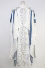 画像2: Koi no Mori / 刺繍フリルジャケット&バッスル風スカートセットアップ XL 白ＸグレーＸ青 T-26-09-13-027-LO-OP-SA-ZT (2)