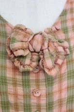 画像4: PINK HOUSE / チェックリボン半袖ワンピース  ピンクＸ緑 T-26-09-20-014-LO-OP-SA-ZT (4)
