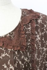画像4: INGEBORG / ミニフラワー総柄半袖ワンピース  ブラウン T-26-09-27-026-LO-OP-SA-ZT (4)