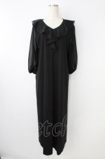 画像1: INGEBORG / フリルカラーワンピース  黒 T-26-09-27-040-LO-OP-SA-ZT (1)