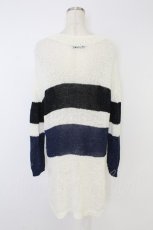 画像2: INGEBORG / ボーダーサマーニット 9号 オフ×クロ×ネイビー T-26-09-27-001-LO-TO-OW-ZT (2)
