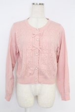 画像1: m petit by misako / AM*ハート透かしニットカーディガン  ピンク T-26-10-11-029-LO-TO-SA-ZT (1)